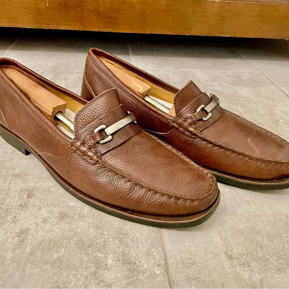 Sandro Moscoloni brown leather bit loafer; mens size 13